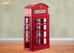 British Telephone Booth Cabinets Decorative Wooden Cabinet Red Color MDF Floor