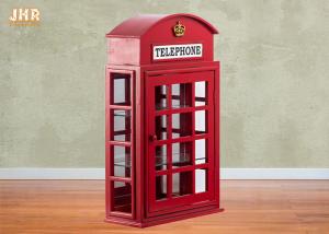 Quality British Telephone Booth Cabinets Decorative Wooden Cabinet Red Color MDF Floor Rack Furniture wholesale