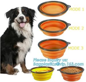 Quality Food Water Feeder Silicone Portable Folding collapsible dog bowl, pocket foldable silicone travel pet food dog bowl, bag wholesale