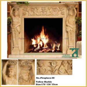 Quality New Design Natural Stone Yellow Fireplace Mantel wholesale