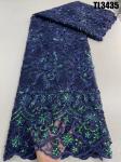 2023 Nigeria Best selling emerald green flowers embroidery African tulle net