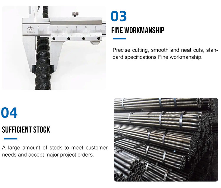 High Strength Threaded Steel Anchor Rods Self Drilling Hollow Grouting Rock Bolt