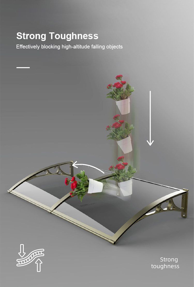 Anti UV Polycarbonate Outdoor Awning Canopy Lightweight Poly Carbonate Awning