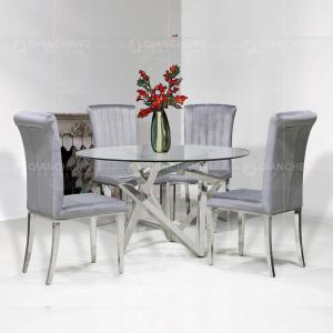 Quality Dia 130cmx75cm Round Tempered Glass Dining Table Italian light luxury style wholesale