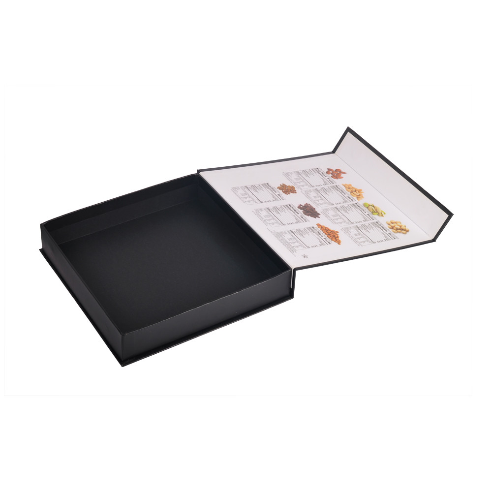 UV Coating Rigid Paper Boxes Chocolate Packaging Top Flip Lid Black