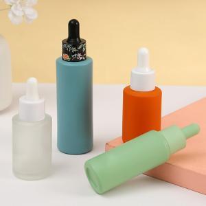 Quality 1oz Cylinder Flat Shoulder Frosted Dropper Essential Oil Bottle for Other Cosmetic within Glass Material wholesale