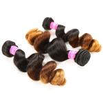 Peruvian Hair Loose Wave 3 Tone Ombre Hair Weave 1B / 4 / 27 Blonde Hair
