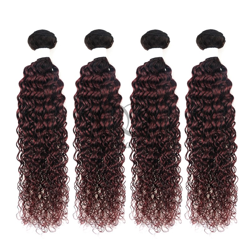 #T1B/99J Kinky Curly Remy Human Hair Bundles Sew In Weave Bundles Brazilian Bundle Deals