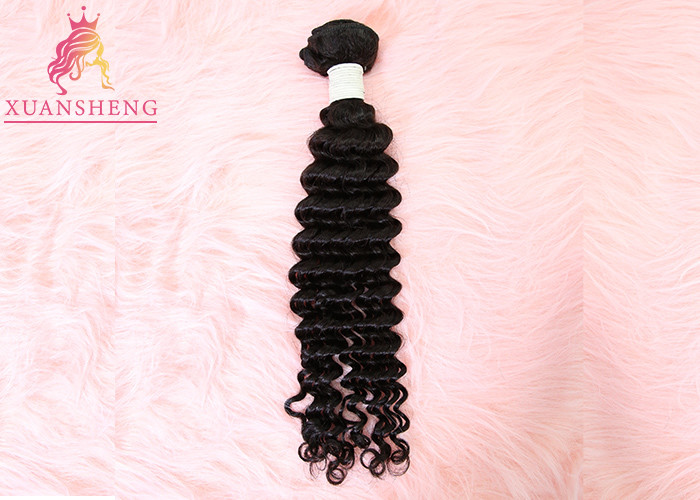 Black Human Virgin Hair Bundles Sew In Weft High Density Full End Curly Hair Extensions
