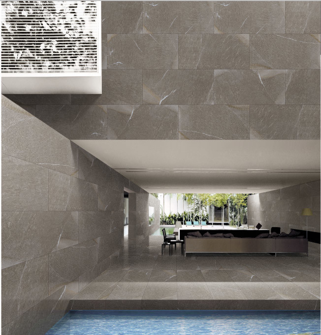Rectangular Bathroom Ceramic Tile , 24*24 Inches Black Non Slip Wall Tile