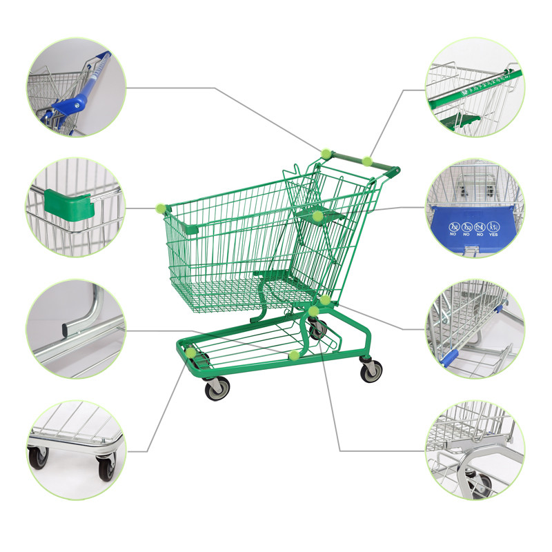 180L Shopping Cart hot selling heavy loading duty Shopping Mall Greman Series Supermarket Metal Shopping trolley