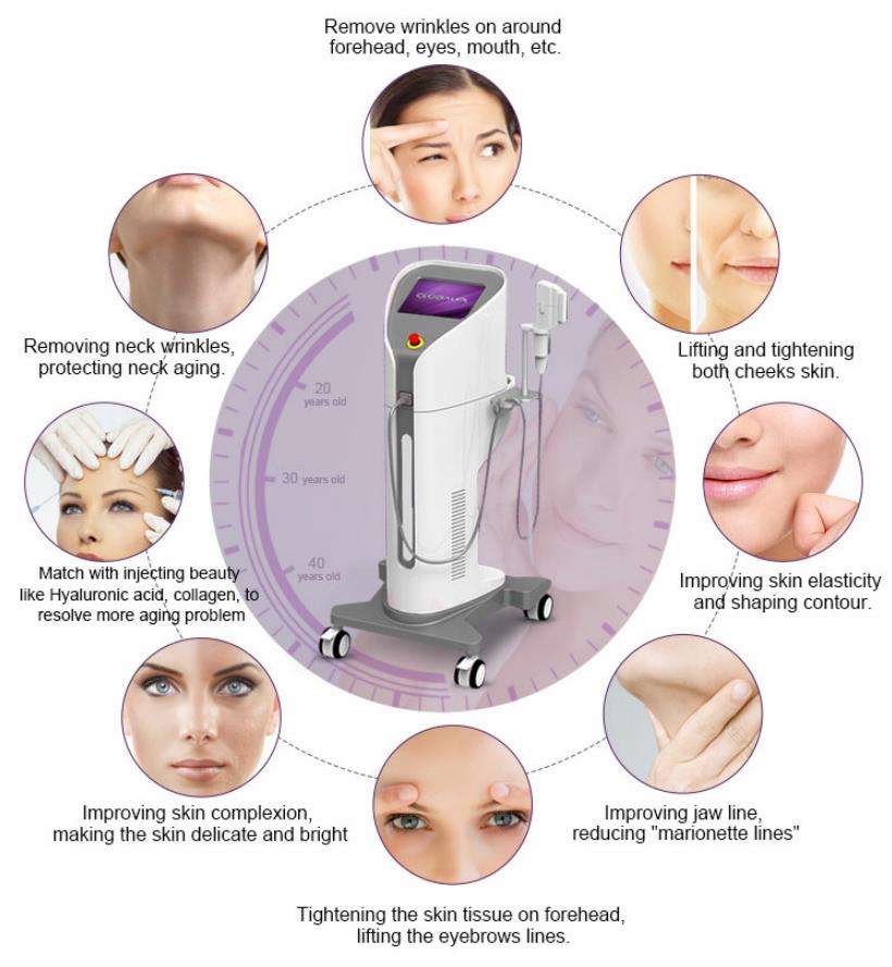 Vertical 5 Cartridges HIFU Beauty Machine For Face Lifting / Wrinkle Removal