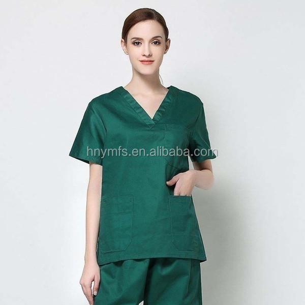 Basic Hospital Scrubs V Neck New Style Stretchy Medical Scrubs Sets