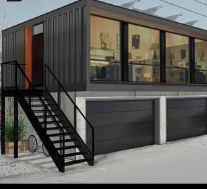 Quality 2 Floors Steel Prefab House Family Living With Parking Lot Glass Door wholesale