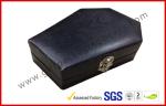 Wood Grain Jewellery Showing Gift Packaging Boxes , Black Rigid Paper Rings