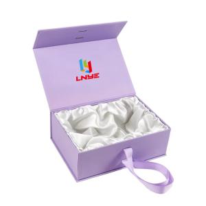 Quality Custom High End Black Magnetic Box Clothing Cardboard Gift Packet Box Human Hair Packaging Box With Satin Silk wholesale