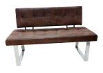Leathaire Technical Upholstered Dining Bench , Chrome Dining Bench Glossy Leg