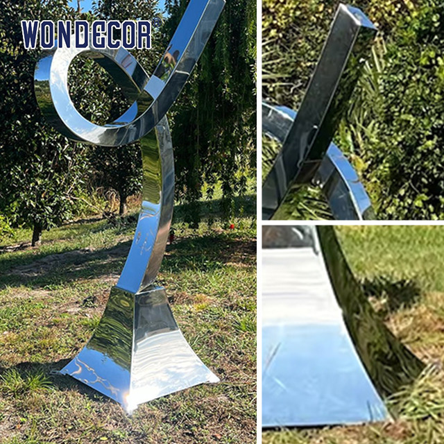 Smooth Forged Metal Sculpture Stainless Steel Twisted Spiral Column Geometry