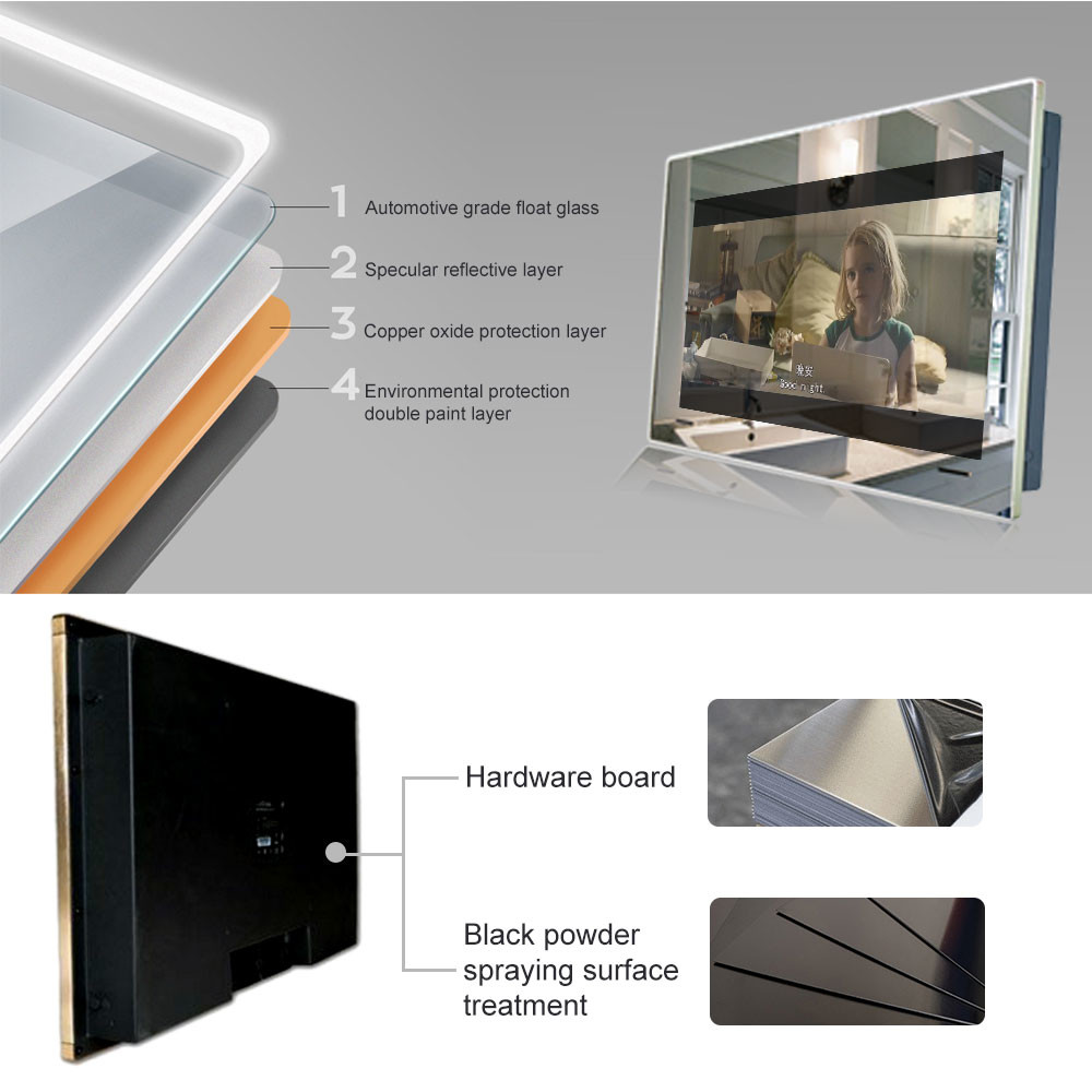 15.6 Inch IP66 Waterproof LCD Display Advertising Monitor Bathroom Smart Android Magic Mirror AI Voice Control