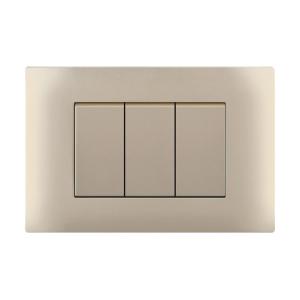 Quality Golden 3 Gang 2 Way Light Switch , Household Three Gang Light Switch Elegant Design wholesale