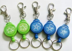 Quality 32mm Retractable Metal ID Badge Reel , Yoyo Key Holder With Dome Epoxy Sticker wholesale
