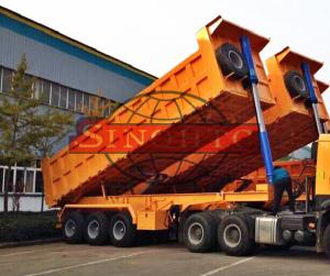 Quality 28 - 38m3 Semi Dump Trailers High Strength Steel Material Three Axle wholesale