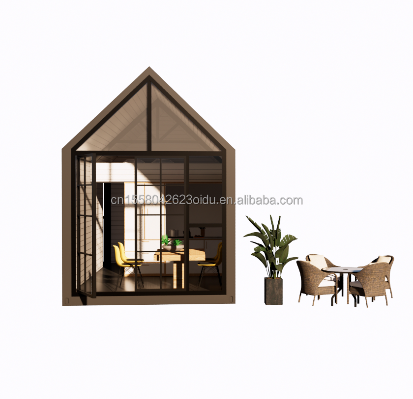 Triangular log house 20ft Folding Shipping wood house with 100mm Wave Sandwich Panel Walls and Aluminum Alloy Windows