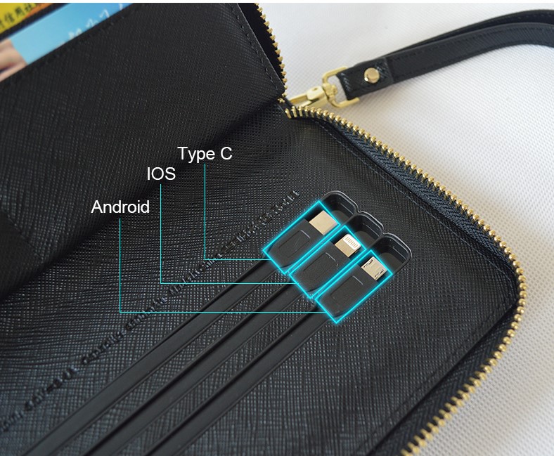 Zipper Closure 5V2A 6000mAh Wallet Power Bank MSDS