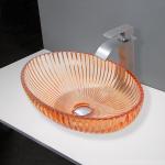 Countertop Mounted Glass Vessel Basins Made Of Glass For Bathroom Sink 530mm