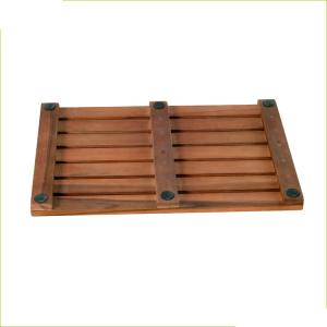 Quality Household Rectangle Brown 53cm Length Teak Wood Bath Mat wholesale