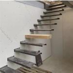 Residential Indoor Floating Wood Stair Elegant Design With Red Oak / White Oak