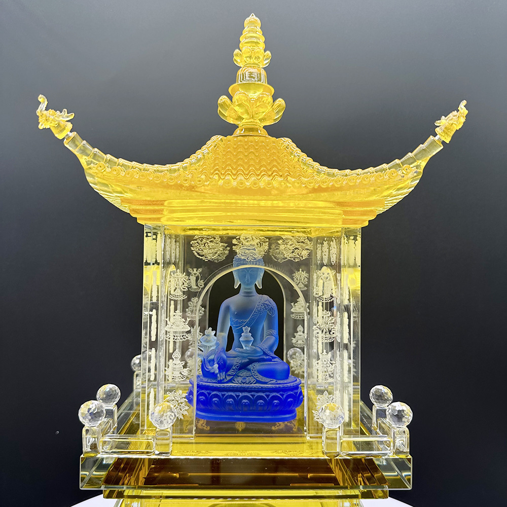 Crystal Pagoda Wholesale Pluggable Base With LED Colorful Lights For Worshipping Pagoda Ornaments Ruyi Pagoda Crystal Craft