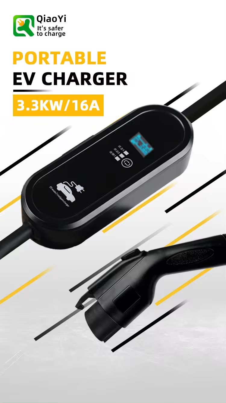 16 Amp EV Charger for Type1 Electric Vehicles 220V-250V Portable Switchable Plug CE Certificate
