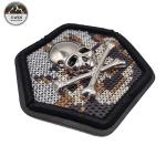 Hexagon Skull Crossbones Custom Cloth Patches Fashion 3D Embroidery Technics