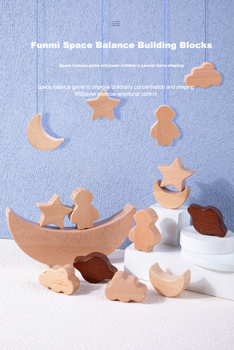 Montessori Children's Educational Toys Wooden Blocks Stars Moon Stacked Blocks Wooden Toy Diy Baby Balance Training Cons