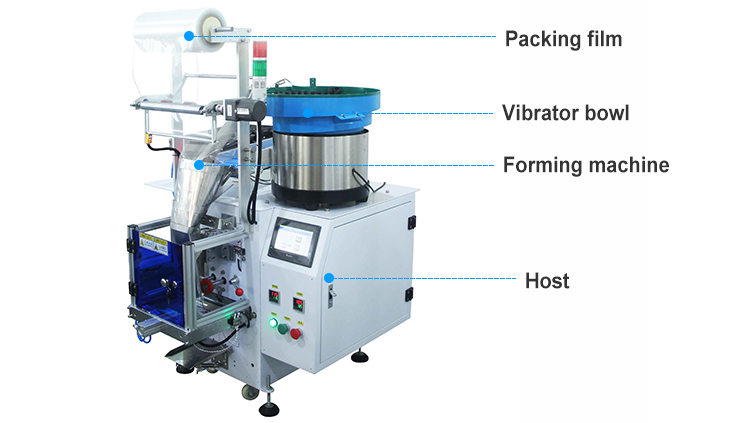Screw Nuts Automatic Counting Sealing Packing Machine For Hardware