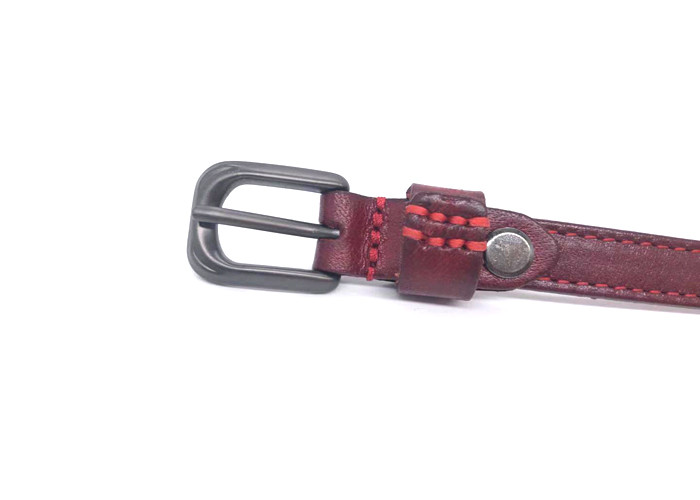 Womens Genuine Cowhide Leather Belt Thin Vintage In Red Color