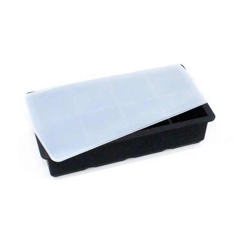 Stocked 4 6 8 Cavity Silicone Ice Tray Mold with Lid Large Square Shape Ice Cube Maker