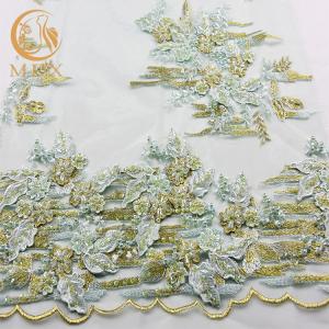 Quality Mint Green Hand Work Lace Water Soluble 3D Lace Embroidery Applique wholesale