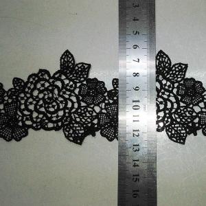 Quality Black Water Soluble Embroidery Applique for Wedding Bridal Dress wholesale