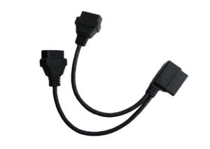 Quality OBD2 OBDII 16 Pin Right Angle Male to Dual Female Round Split Y Cable wholesale