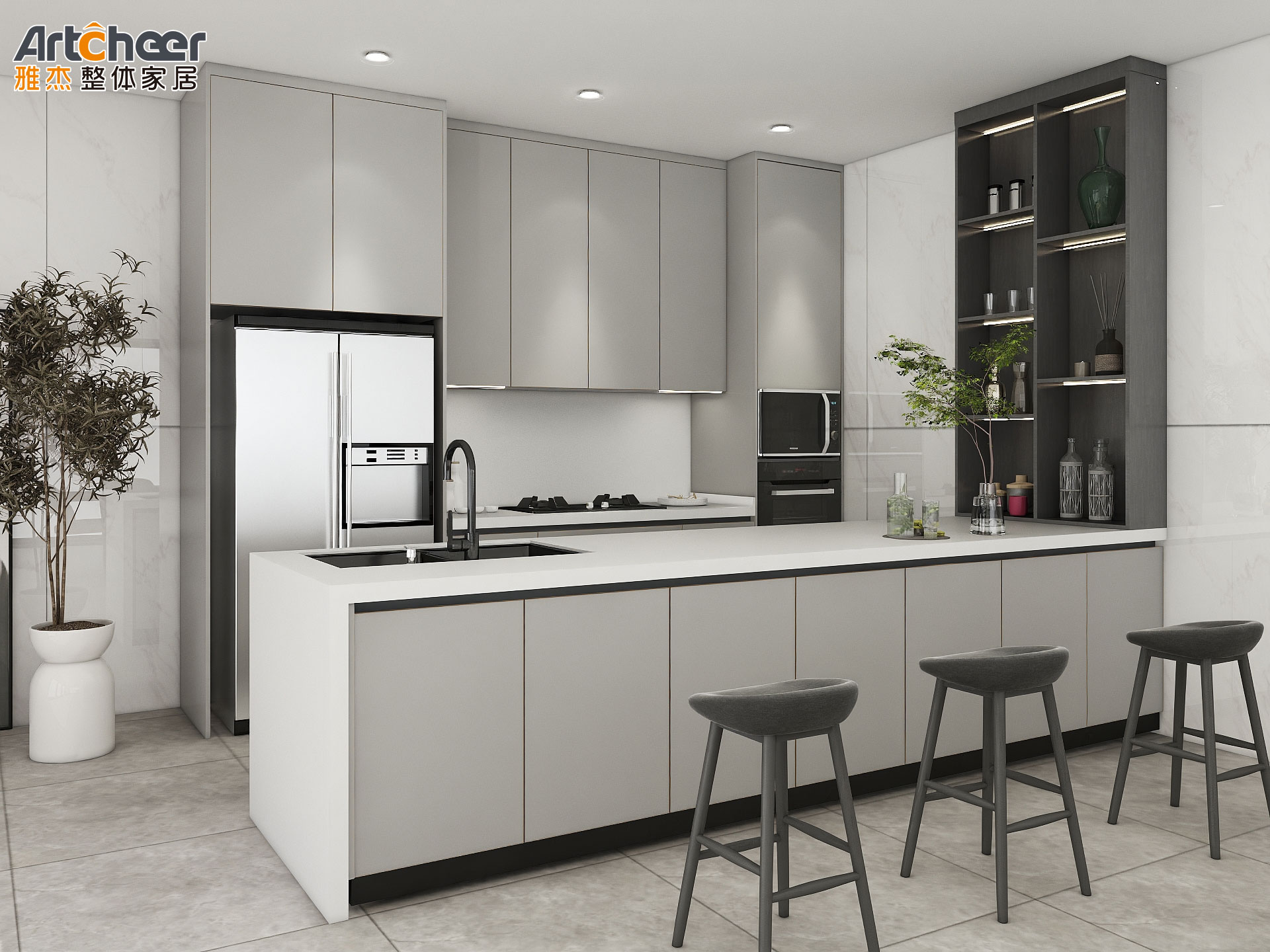 Outdoor BBQ Design Lacquer Kitchen Cabinet Kitchen Furniture with Sofa Close Hinges
