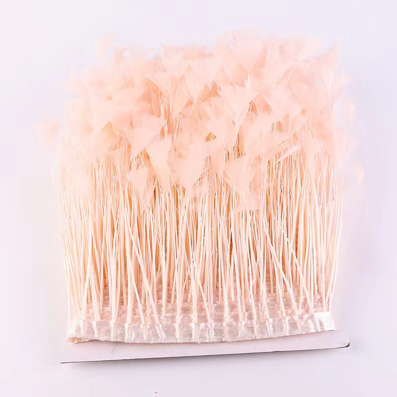 4-6 inch Goose Feather Fringe Trim with Satin Ribbon Tapes Ideal and Quick Shipping