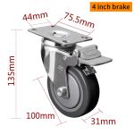 Industrial Plate Caster Wheels 4 Inch 100mm Castor Wheel Manufacturers