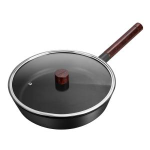 Quality 11inch Nonstick Aluminum Stir Frying Pan 1.6kg Dishwasher Safe With Glass Lid wholesale