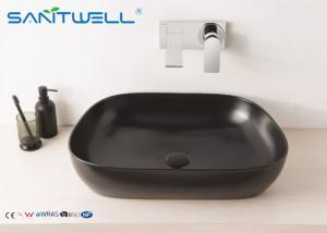 Quality Semi counter Black Glazed art basin sink For Hotel , Bathroom art wash basin wholesale