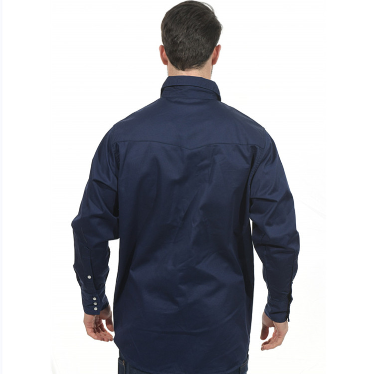 Navy Blue Fire Retardant Work Shirt NFPA2112 EN61482-2 FR Snap Button Shirt
