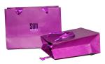 1c Printing Sun 210g Purple Art Paper Gift Bag, Ribbon Handle Shopping Bags