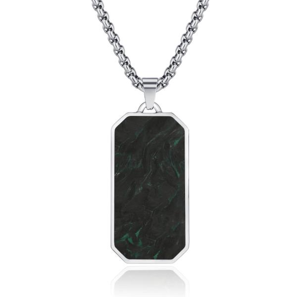 Fashionable Forged Carbon Fiber Pendant Men's Forged Carbon Fiber Chain Necklace