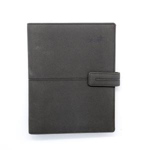 Quality Buckle Lay Flat A5 Ring Organiser , Black Color Leather Loose Leaf Notebook wholesale